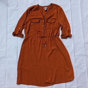 Rust/Burnt Orange H&M Woman Dress - Draw String Waist, Sleeves